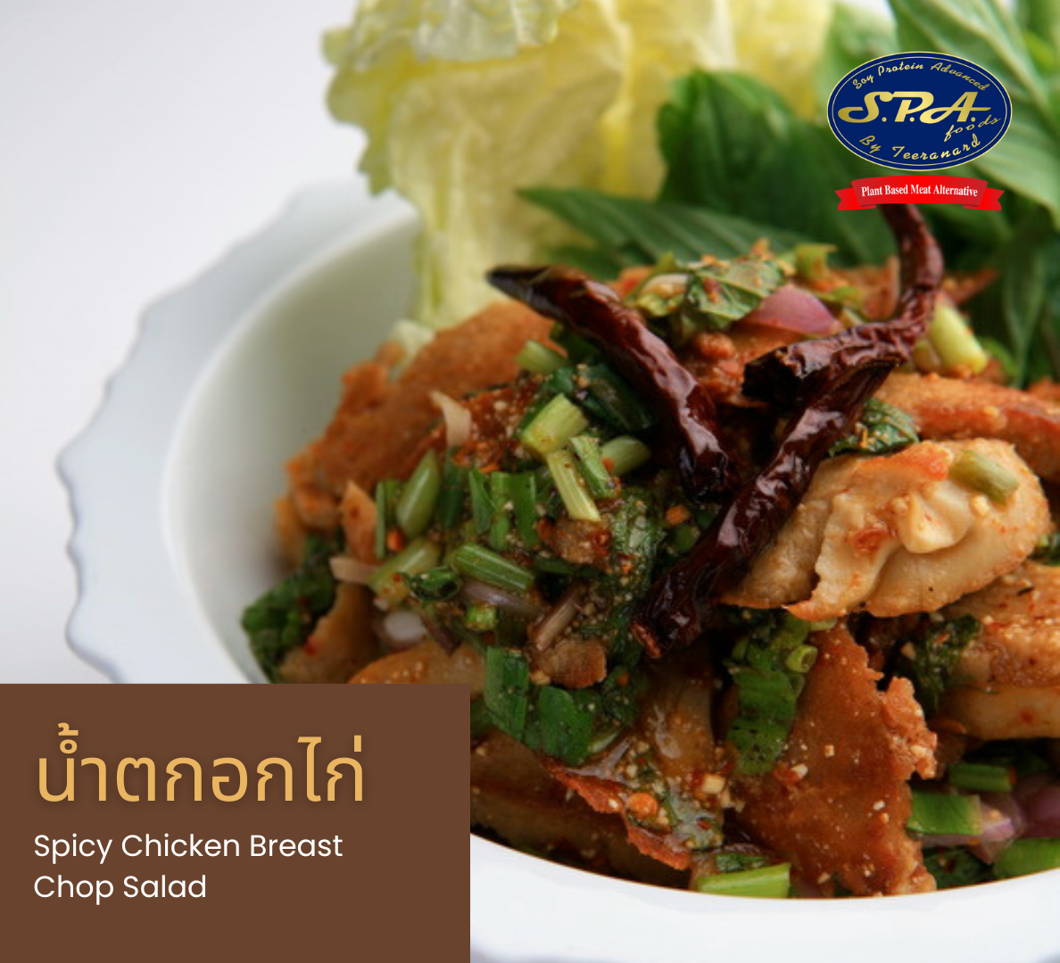 น้ำตกอกไก่-Spicy Chicken Breast Chop Salad-spa-foods-vegan-plant-based-วีแกน